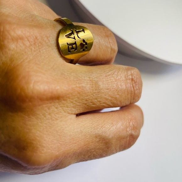 NWT Stainless Steel Gold Plated Ring Laser Cut Pattern Fashion Ring Size 7 - Picture 11 of 15